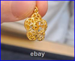 24K Solid Gold Pendant Plum Blossom Flower Fortune Coins Handcrafted Elegance 24K Solid Gold Pendant Plum Blossom Flower Fortune Coins Handcrafted Elegance