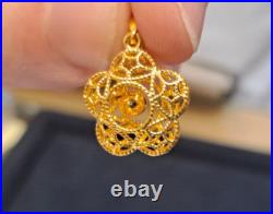 24K Solid Gold Pendant Plum Blossom Flower Fortune Coins Handcrafted Elegance 24K Solid Gold Pendant Plum Blossom Flower Fortune Coins Handcrafted Elegance