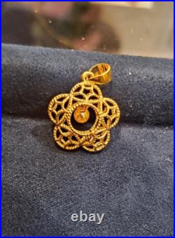 24K Solid Gold Pendant Plum Blossom Flower Fortune Coins Handcrafted Elegance 24K Solid Gold Pendant Plum Blossom Flower Fortune Coins Handcrafted Elegance