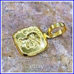24K Solid Gold spartan warrior pendant 999 purity by estherleejewel greek coin