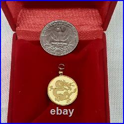 24K Solid Y/Gold Dragon Coin Pendant Chinese Zodiac Chase Bank 3.5Gr Certificate