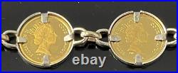 24K Solid Yellow Gold (7) Animal Cook Island Coins Bracelet 14K / SS Links 7.5
