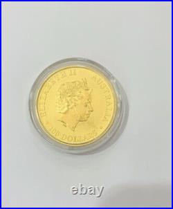 24K Solid Yellow Gold Coin Pendant 14K Australia Nugget Kangaroo $100 1OZ 2011