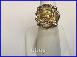 24 Kt Chinese Panda Bear Coin Set In 14 Kt Solid Yellow Gold Coin Ring