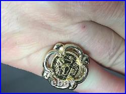 24 Kt Chinese Panda Bear Coin Set In 14 Kt Solid Yellow Gold Coin Ring