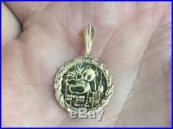 24k Chinese Panda Coin Set In 14k Solid Yellow Gold Coin Charm Pendant