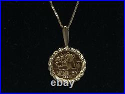 24k Chinese Panda Coin Set In 14k Solid Yellow Gold Coin Charm Pendant