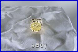 24k Solid Gold Panda Coin set in 14K Yellow Gold Ring Size 7.25