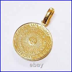 24k solid gold Argentina Sun coin pendant 999 by estherleejewel