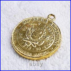 24k solid gold Argentina Sun coin pendant 999 by estherleejewel