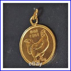 24k solid gold Cook Island Rooster coin pendant 999 purity by estherleejewel