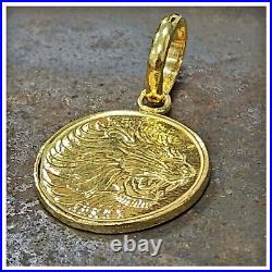 24k solid gold Ethiopia Lion Leo coin pendant 999 by estherleejewel 24mm 12.5gra