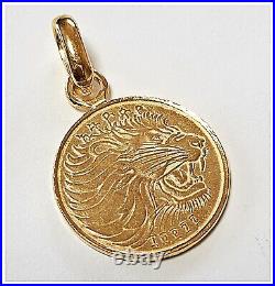 24k solid gold Ethiopia Lion Leo coin pendant 999 by estherleejewel 24mm 12.5gra