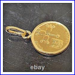 24k solid gold Israel pomegranate coin pendant 999 purity 4.5gram