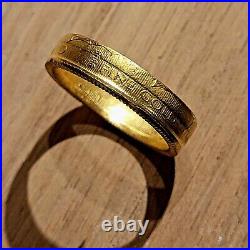 24k solid gold ring. 9999 maple leaf coin ring. Size 7.75