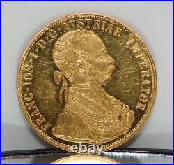 24kt Solid Yellow Gold 1915 Austrian 4 Ducat Coin Uncirculated Uncertified 13.9g