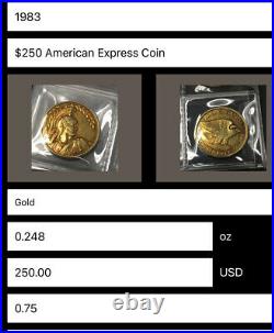 $250 American Express 18k Solid Gold Collectible Coin