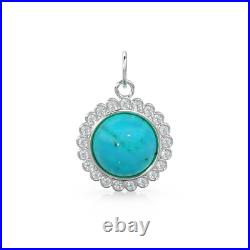 26mm 14K Solid Gold Diamond Turquoise Coin Pendant Charm Necklace 26mm 14K Solid Gold Diamond Turquoise Coin Pendant Charm Necklace