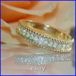 2CT Round Cut Natural Moissanite Full Eternity Wedding Band Solid 14kYellow Gold