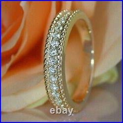 2CT Round Cut Natural Moissanite Full Eternity Wedding Band Solid 14kYellow Gold