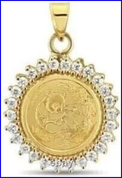 2Ct Round Cut Lab Created Diamond Prong Panda Coin Pendant 14k yellow gold FN 2Ct Round Cut Lab Created Diamond Prong Panda Coin Pendant 14k yellow gold FN