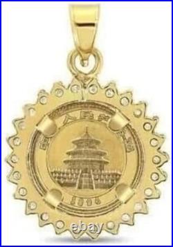 2Ct Round Cut Lab Created Diamond Prong Panda Coin Pendant 14k yellow gold FN 2Ct Round Cut Lab Created Diamond Prong Panda Coin Pendant 14k yellow gold FN