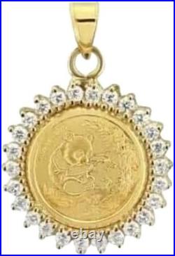 2Ct Round Cut Lab Created Diamond Prong Panda Coin Pendant 14k yellow gold FN 2Ct Round Cut Lab Created Diamond Prong Panda Coin Pendant 14k yellow gold FN