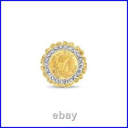 2Ct Round Cut Moissanite PANDA BEAR COIN Engagement Ring Solid 14k Yellow Gold
