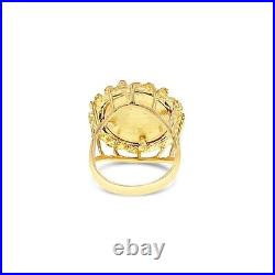 2Ct Round Cut Moissanite PANDA BEAR COIN Engagement Ring Solid 14k Yellow Gold