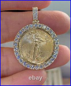 2Ct Round Cut Moissanite Vintage Medallion Coin Pendant Solid 14K Yellow Gold