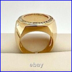 2.00Ct Round Cut Real Moissanite Liberty Coin Men's Ring Solid 14k Yellow Gold