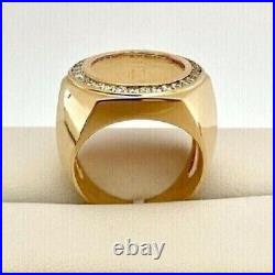 2.00Ct Round Cut Real Moissanite Liberty Coin Men's Ring Solid 14k Yellow Gold