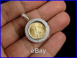 2.00 ct 14k Solid Yellow Gold Over Coin Lady Liberty Diamond Pendant Charm 1.2