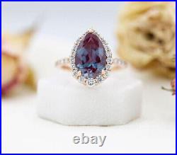 2.10 ct Certified Natural Alexandrite Change Color Stone 10K Solid Gold Ring
