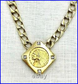 2 1/2 Dollar 1914 Indian Head Gold Coin 18 K Diamond Mounting & Chain Appraisal