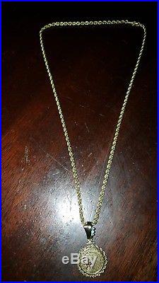 2.5 Dollar Gold Coin & 14K Solid Gold Necklace & Coin Bezel, 26 Grams, Vintage