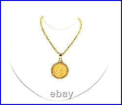 2.5 Dollar Indian Head Gold Quarter Eagle Coin Necklace 14K Solid Gold Necklace