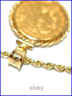 2.5 Dollar Indian Head Gold Quarter Eagle Coin Necklace 14K Solid Gold Necklace