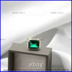 2 Ct Emerald Lab-Created Green Emerald Pendant 14K Yellow Gold Plated Free Chain
