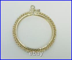 31mm 14k Solid Yellow Gold Coin Frame Pendant (4490)