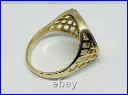 375 Solid 9ct Genuine Yellow Gold St George Sovereign Coin Ring 18mm Size V
