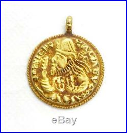 (3.0g) ANCIENT KUSHAN COIN PENDANT BEAUTIFUL ROMAN 18 KARAT GOLD Very RARE