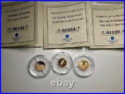 3 Auction! 3x SOLID Gold 14k PROOF COIN(s) Collection = 230th + Xmas + Liberty