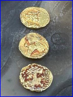 3 pieces of old ancient solid 18k gold coin very lovely piece intaglio