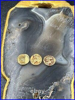 3 pieces of old ancient solid 18k gold coin very lovely piece intaglio