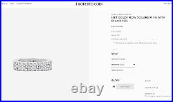 $4700 Roberto Coin Pois Moi 18K White Gold Pave Round Diamond 1 Row Square Ring