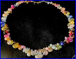 $4,100 14k &18K SOLID GOLD 222Ct RARE NATURAL UMBA SAPPHIRE NECKLACE! Handmade