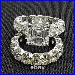 4. CT Asscher Cut GRA Moissanite Bridal Engagement Ring Set 10K solid White Gold