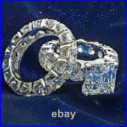 4. CT Asscher Cut GRA Moissanite Bridal Engagement Ring Set 10K solid White Gold