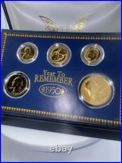 5 1950 A Year To Remember Historic Society Mint Coins 24 Kt. Gold Rare Vintage